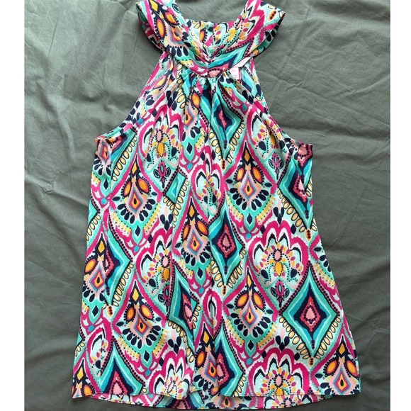 Lilly Pulitzer Tops - Lilly‎ Pulitzer Halter Top XS Multicolor Geometric Easter Paisley Spring Art